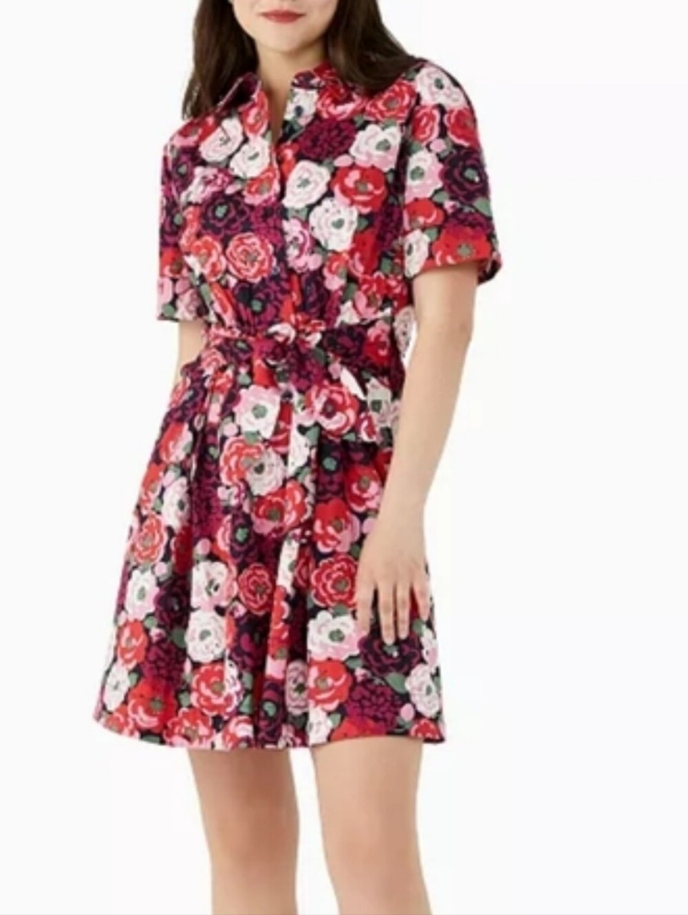 kate spade Rosette Blooms Tie-Waist Shirtdress XS